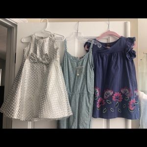 Girls Lot of 3 dress shirt and overall’s 18-24mos